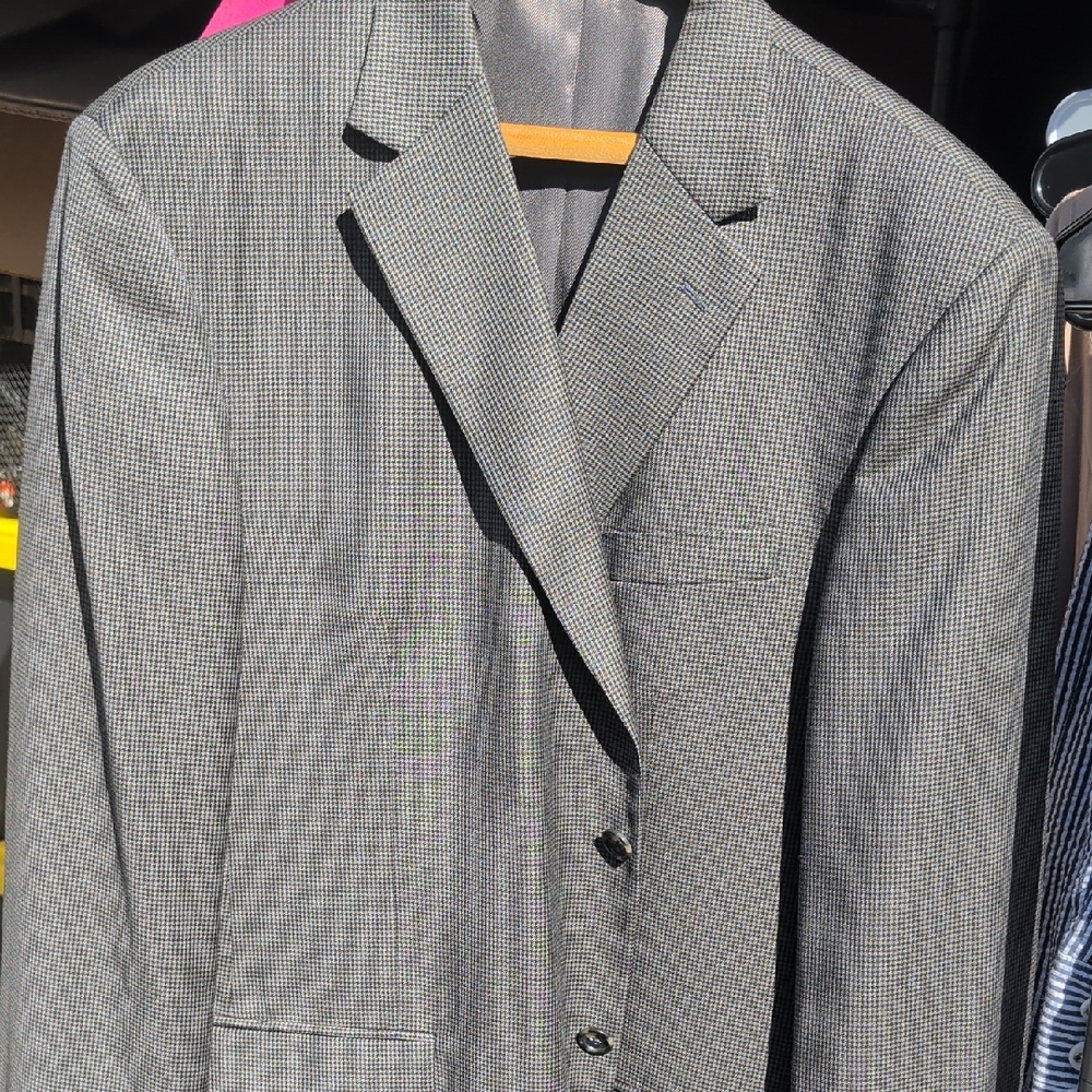 Stafford Men's Black and White Checkered Blazer